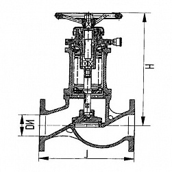 Фланцевый проходной сильфонный судовой запорный клапан с ручным управлением в Краснодаре