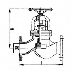 Фланцевый проходной судовой запорный клапан для аммиака с ручным управлением в Краснодаре