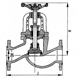 Фланцевый проходной сальниковый судовой запорный клапан с ручным управлением в Краснодаре