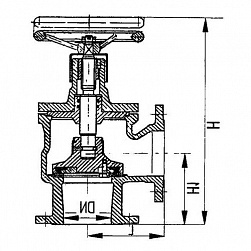 Запорный фланцевый угловой судовой клапан с ручным управлением в Краснодаре